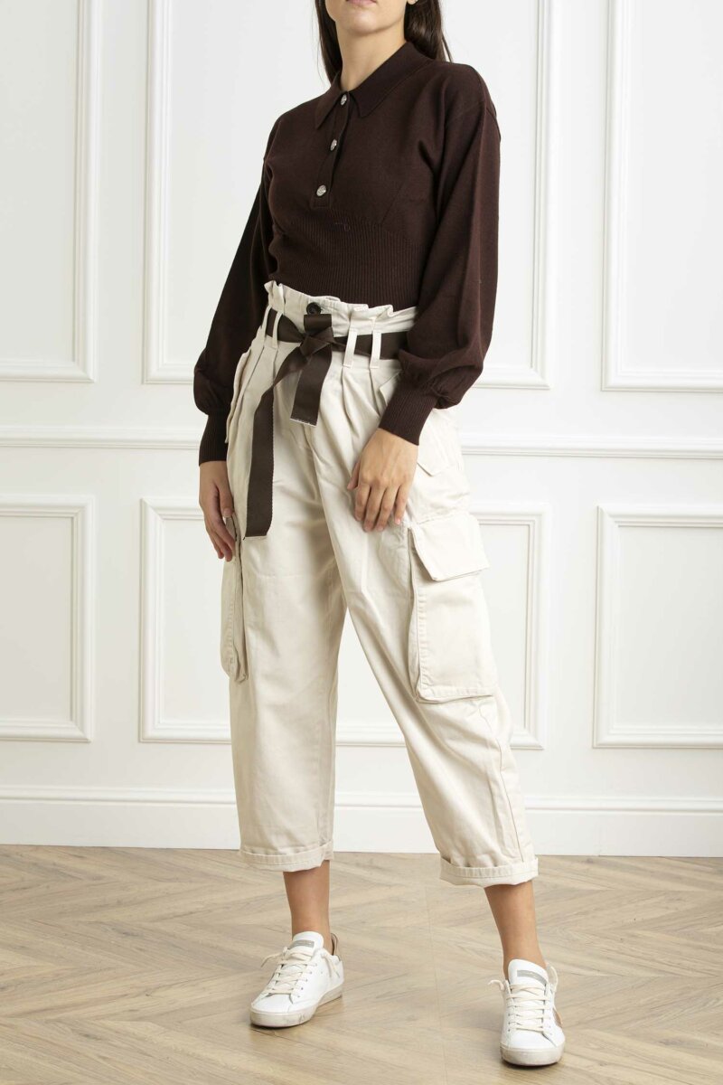 PINKO-MAGLIA RIMONTAGGIO COSTINA-PKRIMONTAGGIO MARRONE