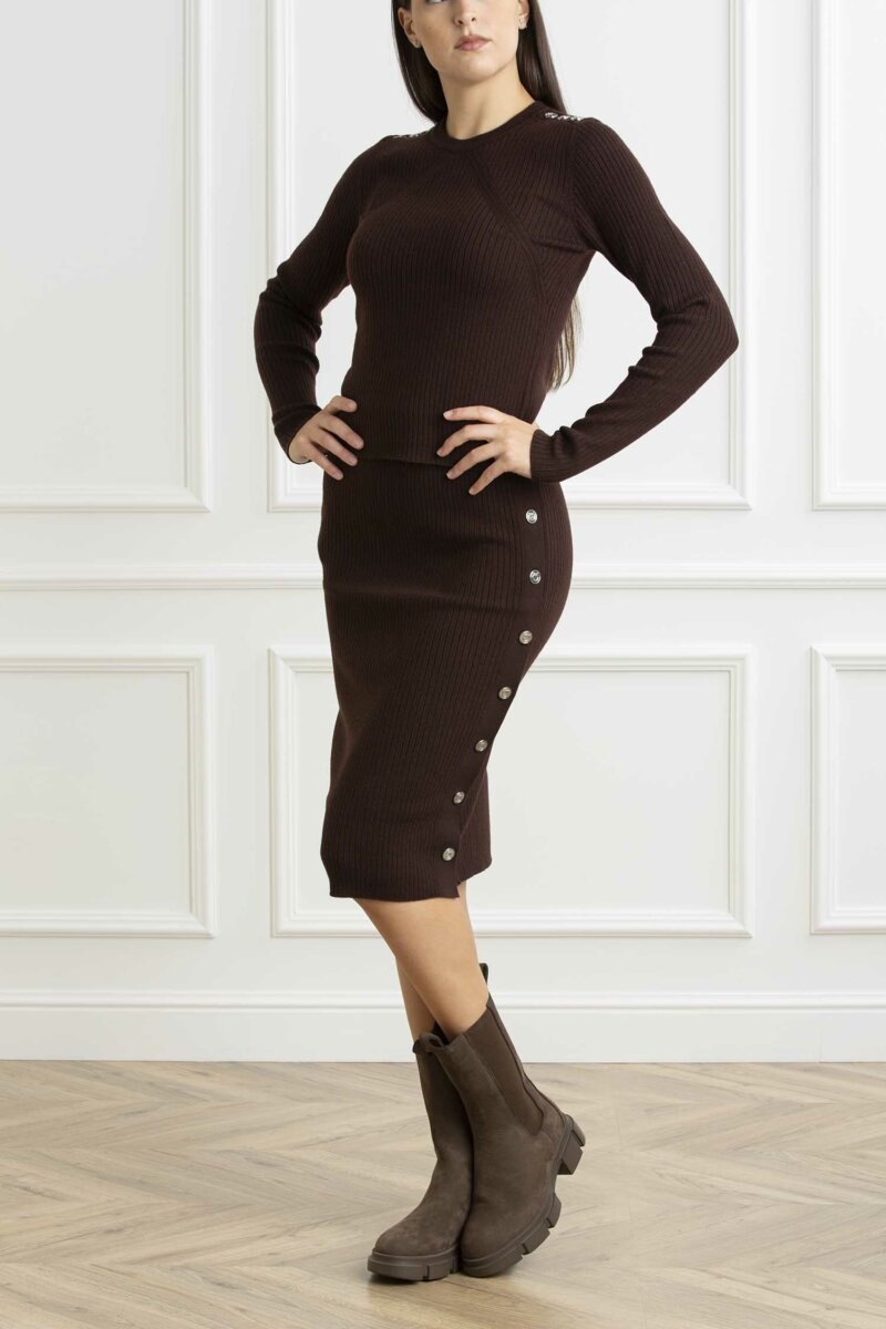 PINKO-MAGLIA ROBUSTO COSTINA LANA-PKROBUSTO MARRONE