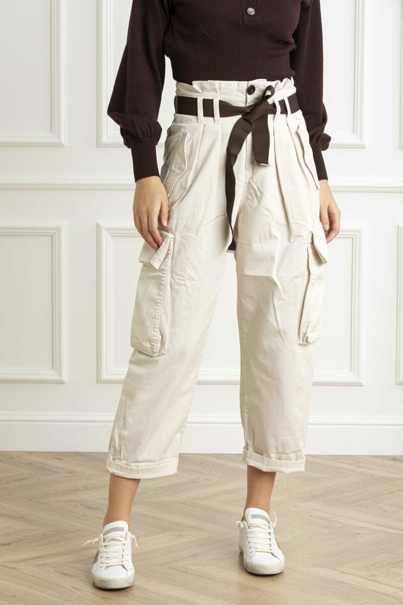 PINKO-PANTALONE GABARDINA-PKRONFAREA4 BIANCO