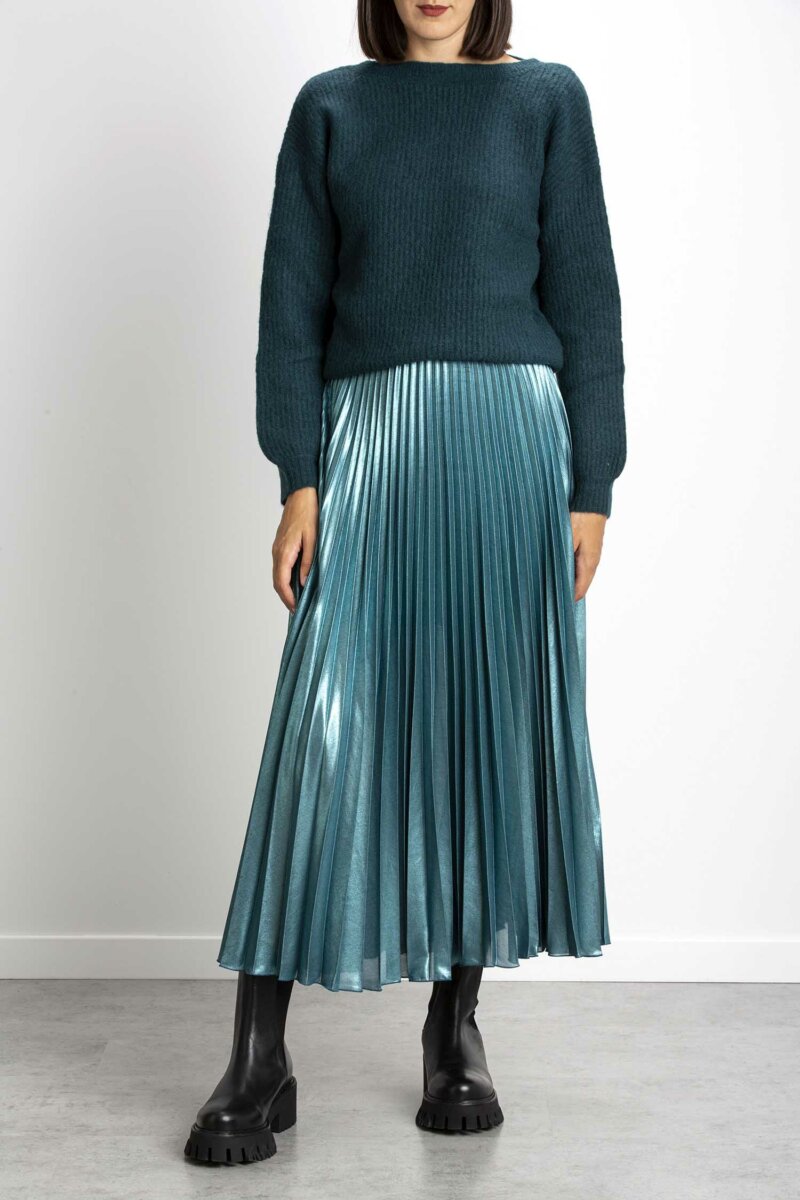 PATRIZIA PEPE-GONNA PLISSE' LAMINATA-PP2G0885A188 CEDAR