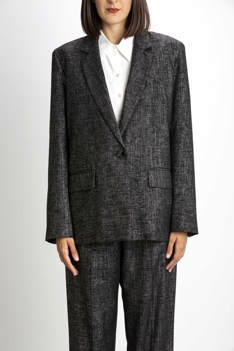 PATRIZIA PEPE-BLAZER OVER TAGLIO MASCHILE-PP2S1433A166 NERO