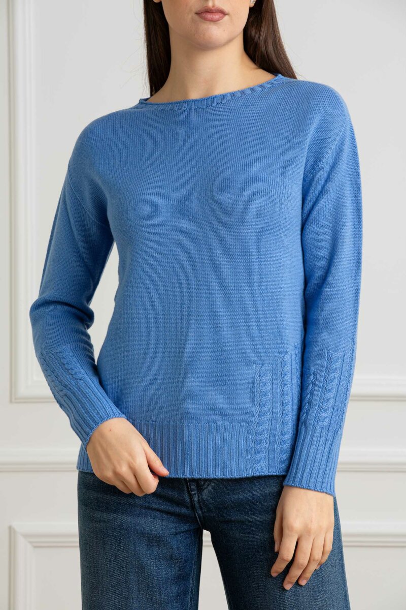 YOU GET IT-MAGLIA GIRO TRECCIA-PRE324715 CELESTE
