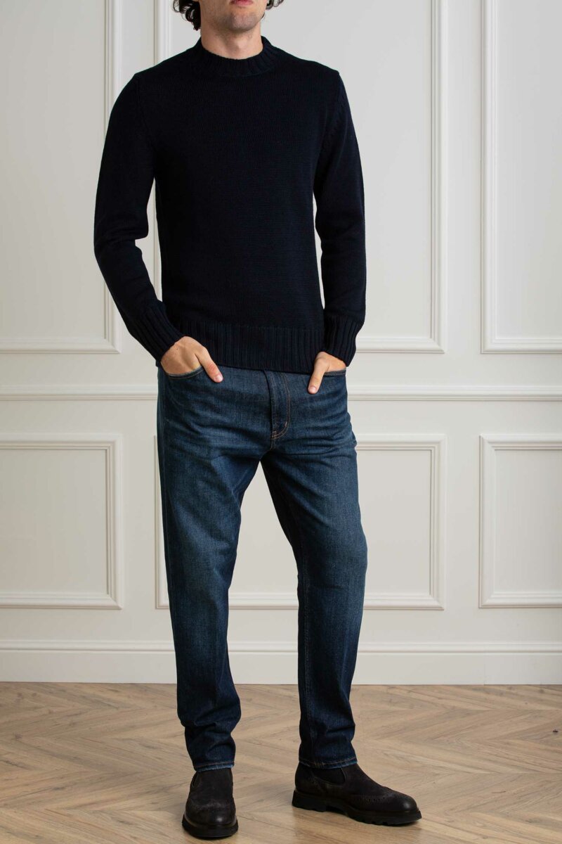 CUSTOMER LOVERS-MAGLIA GIRO COLLO ALTO F5 MERINOS-PRI4263A BLU