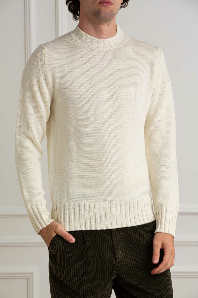 CUSTOMER LOVERS-MAGLIA GIRO COLLO ALTO F5 MERINOS-PRI4263A PANNA