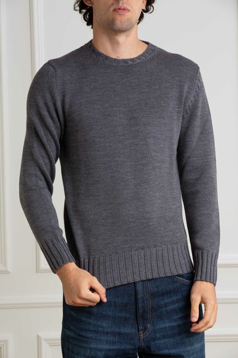 CUSTOMER LOVERS-MAGLIA GIRO F5 MERINOS-PRI4263 GRIGIO