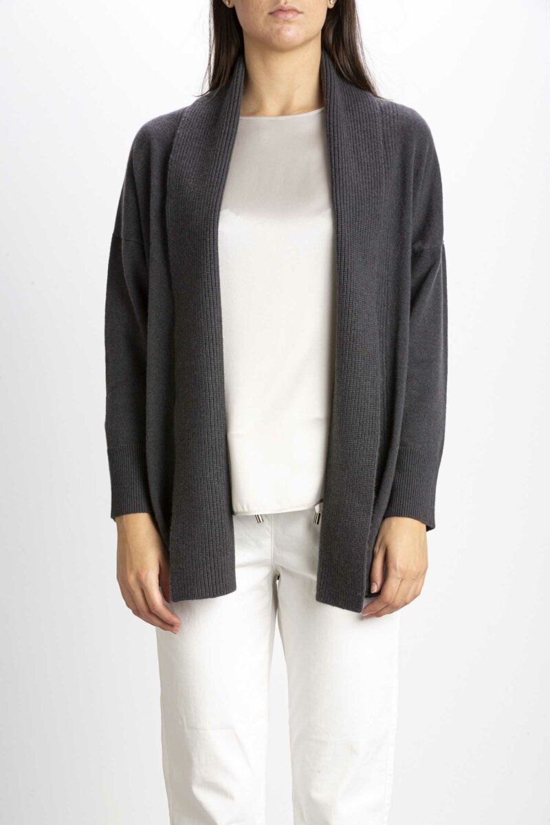 PUROTATTO-CARDIGAN LUNGO 2 FILI-PUR2137 GRS