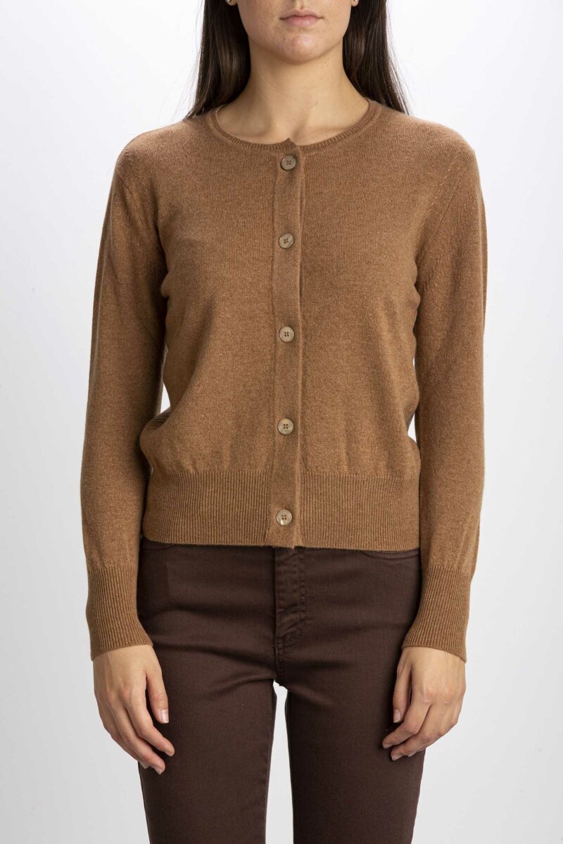 PUROTATTO-CARDIGAN CORTO-PUR2153 CARAMEL
