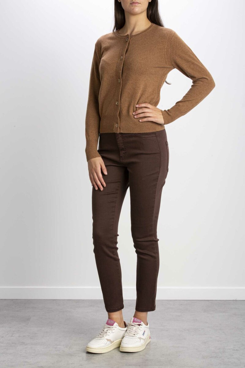 PUROTATTO-CARDIGAN CORTO-PUR2153 CARAMEL