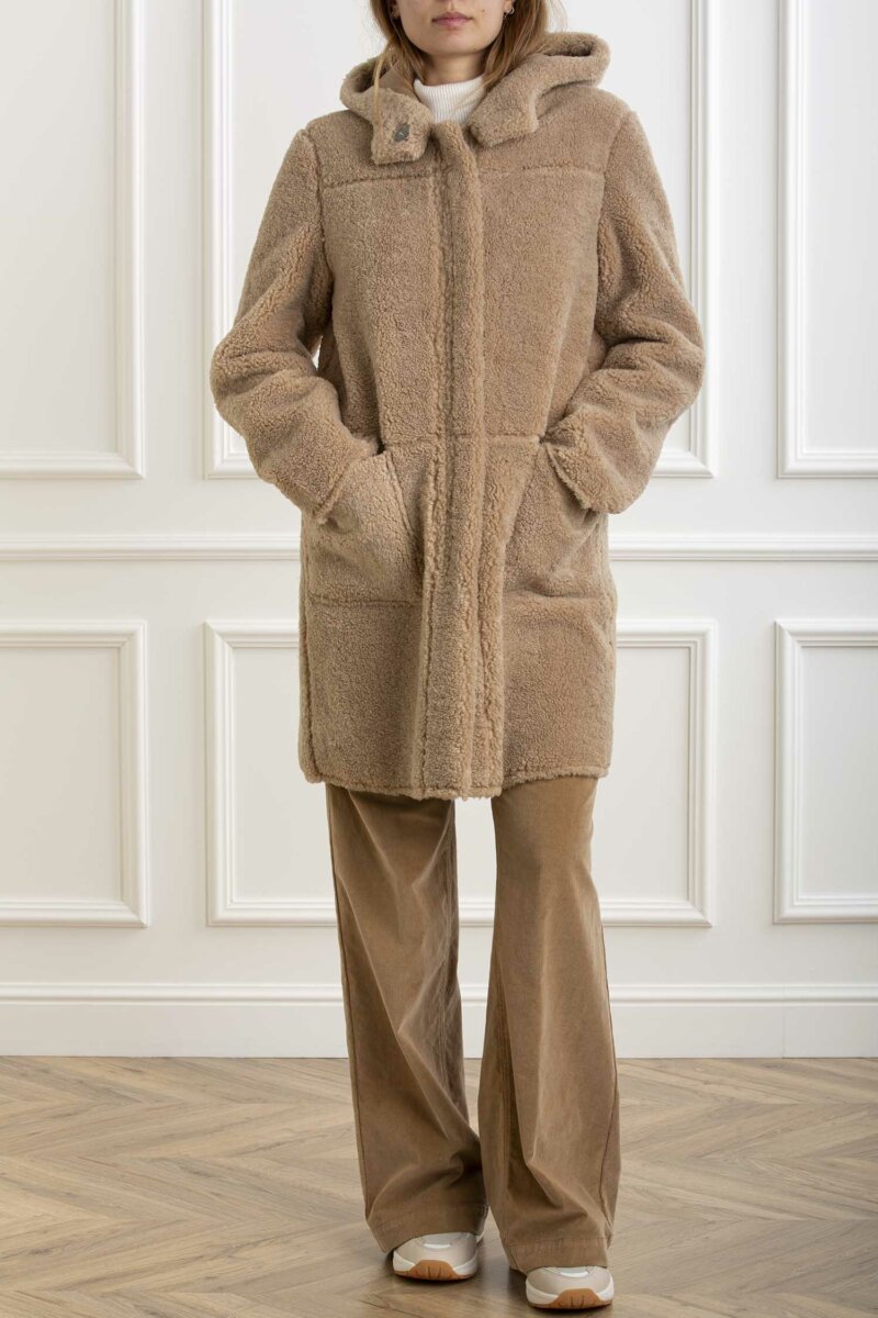 RINO PELLE-ECOMONTONE REVERSIBILE LUNGO ZIP-RINALINA SAND