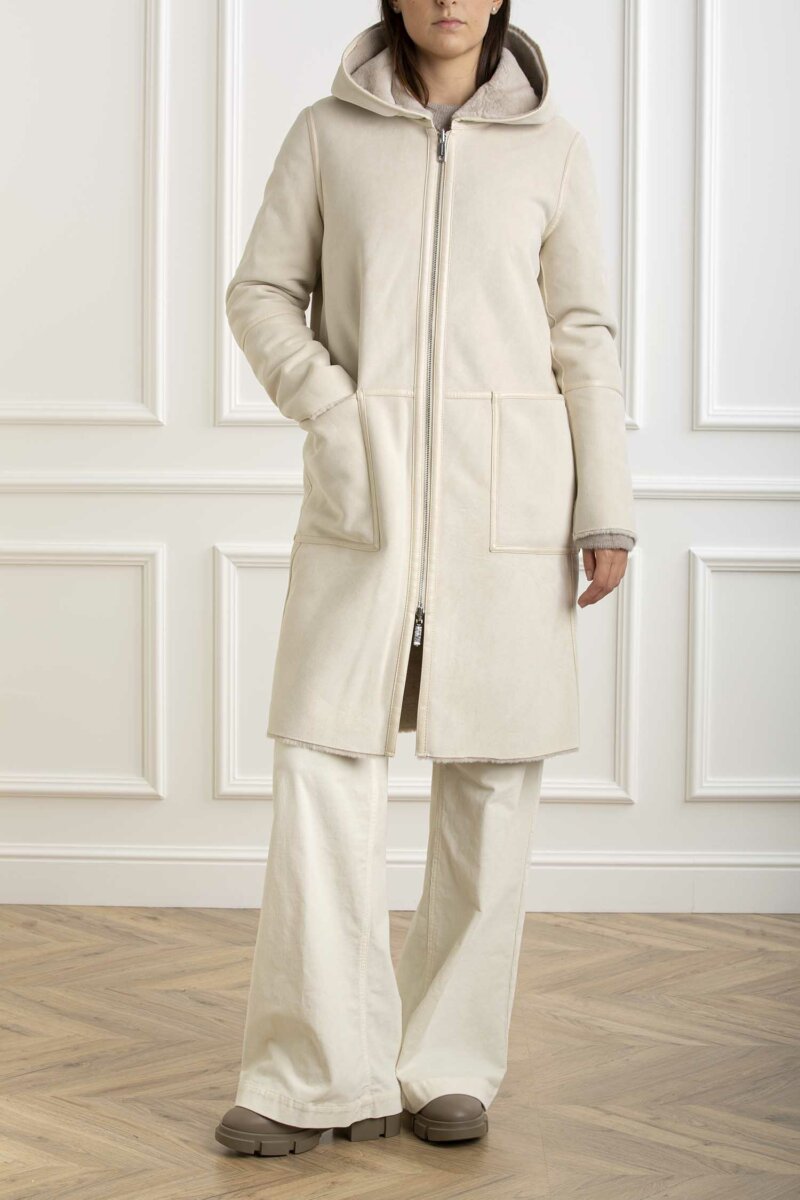 RINO PELLE-ECOMONTONE REVERSIBILE LUNGO CON ZIP-RINTINOVA BEARCH