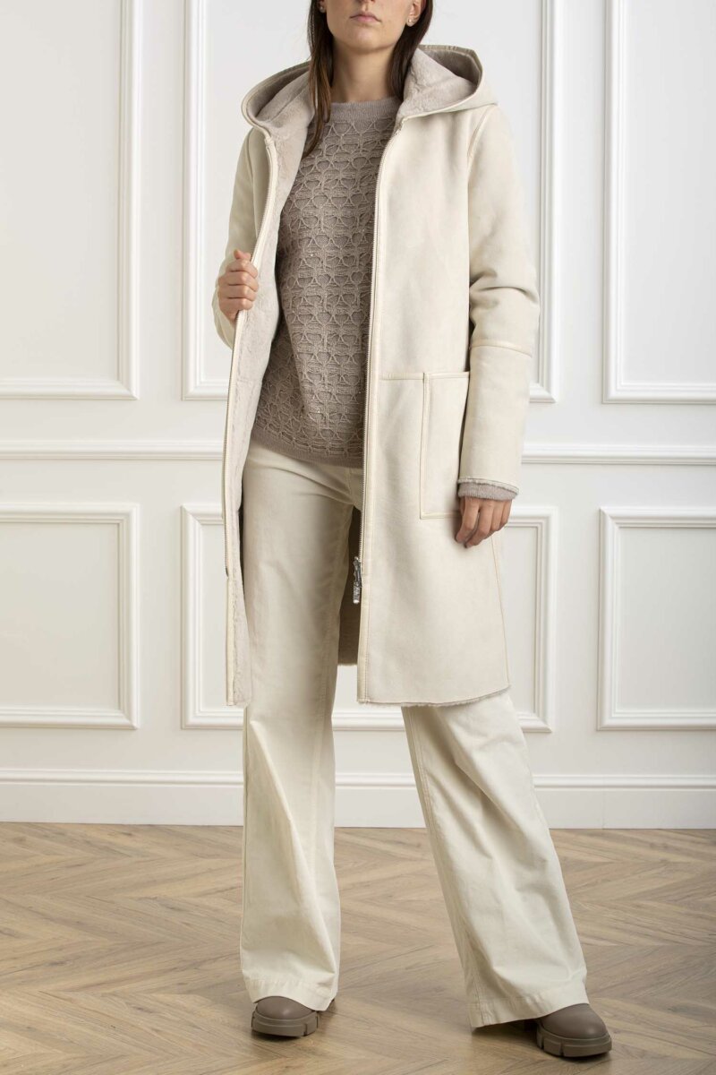 RINO PELLE-ECOMONTONE REVERSIBILE LUNGO CON ZIP-RINTINOVA BEARCH