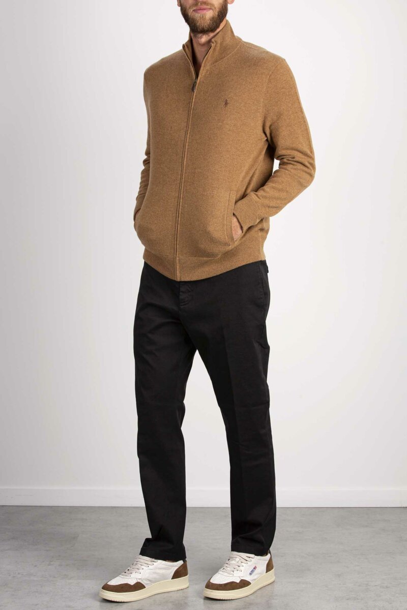 RALPH LAUREN-MAGLIA 100% LANA CON ZIP-RL876719 BROWN