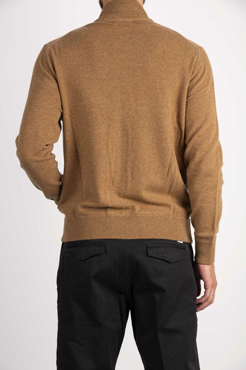 RALPH LAUREN-MAGLIA 100% LANA CON ZIP-RL876719 BROWN