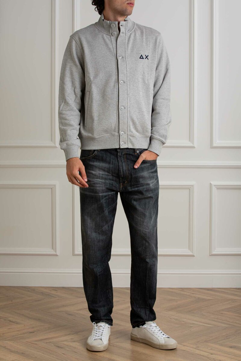 SUN68-CARDIGAN BUTTON COTTON FL-SNF44106 GRIGIO