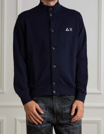 SUN68-CARDIGAN BUTTON COTTON FL-SNF44106 NAVY