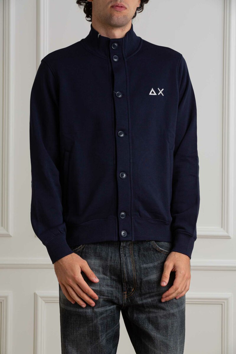 SUN68-CARDIGAN BUTTON COTTON FL-SNF44106 NAVY