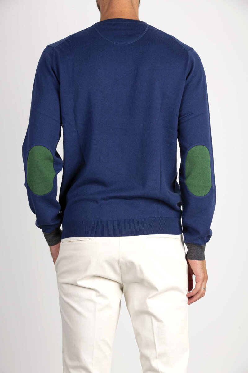 SUN68-MAGLIA ROUND ELBOW CONTRAST-SNK43110 BLUE