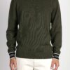 SUN68-MAGLIA ROUND CUFFS STRIPES-SNK43118 MILITARE