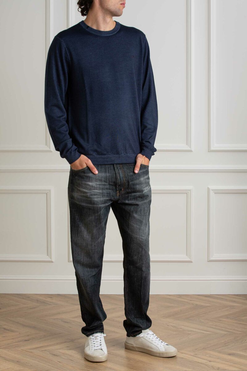 SUN68-FELPA ROUND VINTAGE PLAIN-SNK44147 NAVY