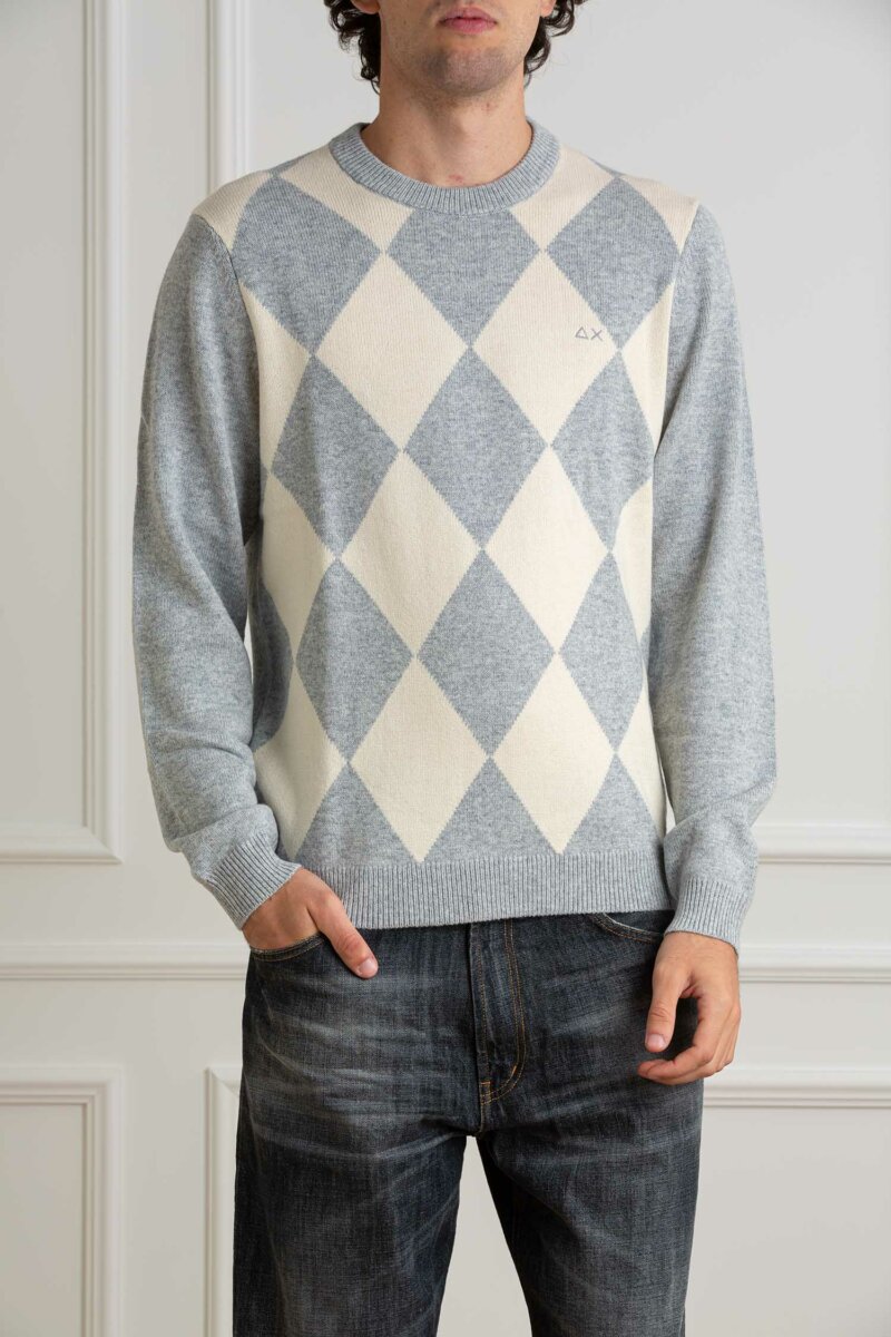 SUN68-FELPA ROUND ARGYLE WARM-SNK44180 GRIGIO