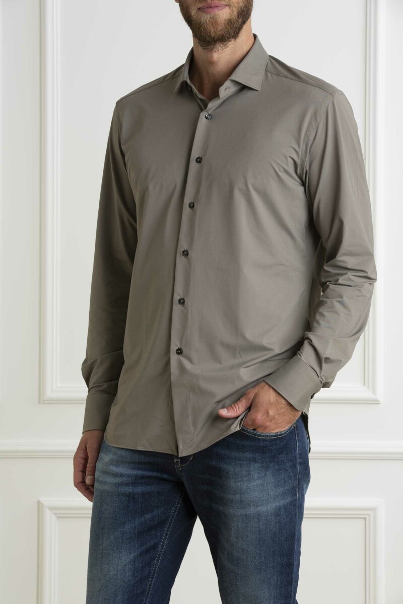 XACUS-CAMICIA TAYLOR FIT M/FANTASIA-XA11460558A24 GRIGIO