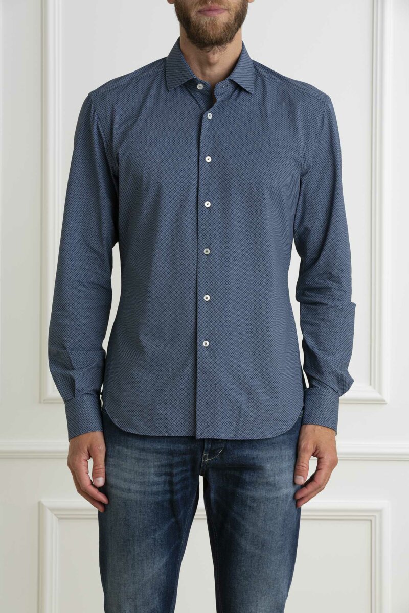 XACUS-CAMICIA SLIM FIT FANTASIA-XA71623658 BLU