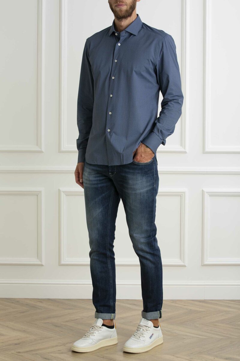 XACUS-CAMICIA SLIM FIT FANTASIA-XA71623658 BLU