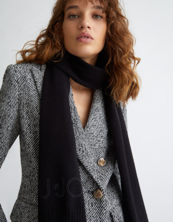 LIU JO-SCIARPA LOGO BORCHIE-LJ2F3029M0300 NERO