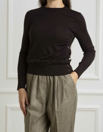 PINKO-MAGLIA DIRASPATURA 100% LANA-PKDIRASPATURA MARRONE