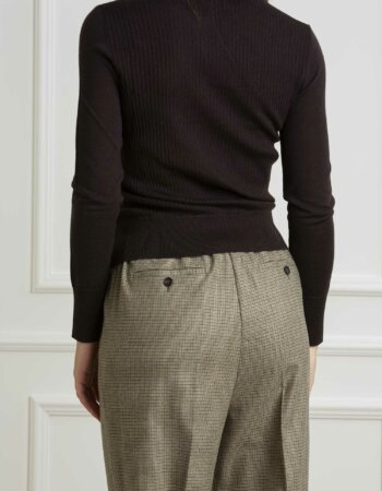 PINKO-MAGLIA DIRASPATURA 100% LANA-PKDIRASPATURA MARRONE