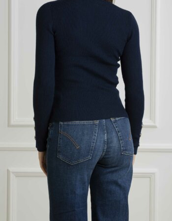 PINKO-MAGLIA RABBOCCO COSTINA LANA-PKRABBOCCO BLU