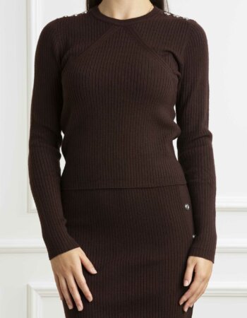 PINKO-MAGLIA ROBUSTO COSTINA LANA-PKROBUSTO MARRONE