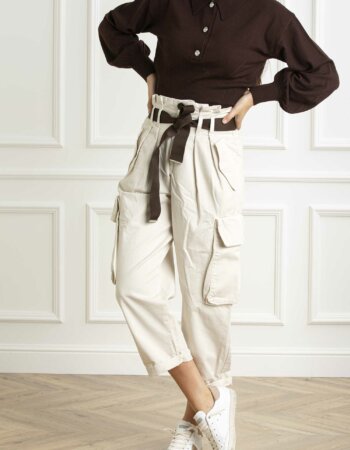PINKO-PANTALONE GABARDINA-PKRONFAREA4 BIANCO