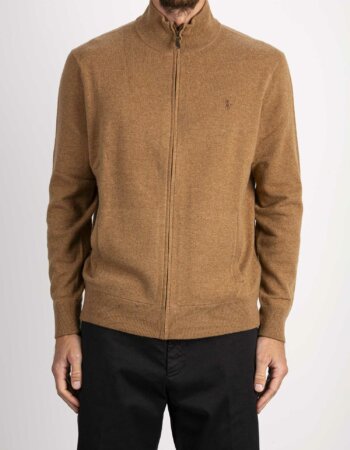 RALPH LAUREN-MAGLIA 100% LANA CON ZIP-RL876719 BROWN