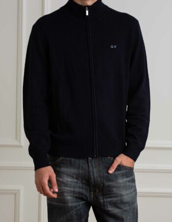 SUN68-MAGLIA FUL ZIP-SNK44114 NAVY