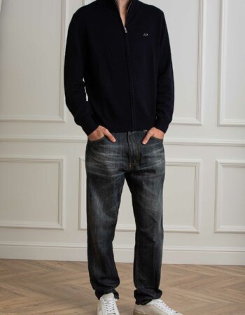 SUN68-MAGLIA FUL ZIP-SNK44114 NAVY