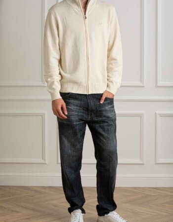 SUN68-MAGLIA FUL ZIP-SNK44114 PANNA