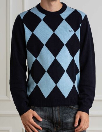 SUN68-FELPA ROUND ARGYLE WARM-SNK44180 NAVY