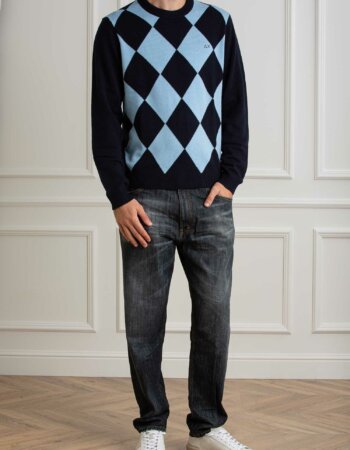 SUN68-FELPA ROUND ARGYLE WARM-SNK44180 NAVY