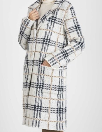 ALBARENA-CAPPOTTO IN MAGLIA QUADRO LARGO-ALBA5023 BEI