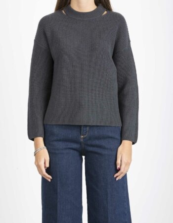 MARELLA-MAGLIA CANOTTIERA TOP-MACAMBRA NERO