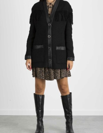 PINKO-CARDIGAN TWEED-PKOCEANDRIVE NERO