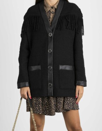 PINKO-CARDIGAN TWEED-PKOCEANDRIVE NERO