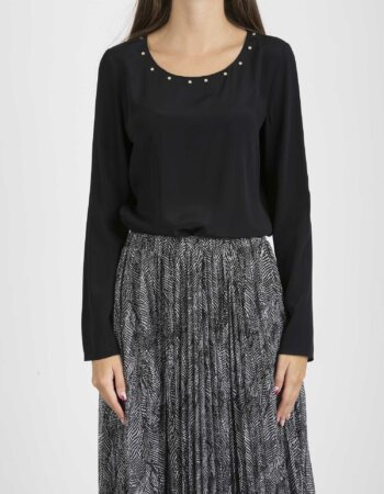 PATRIZIA PEPE-CAMICIA BORCHIE-PP8C0487AV35 NER