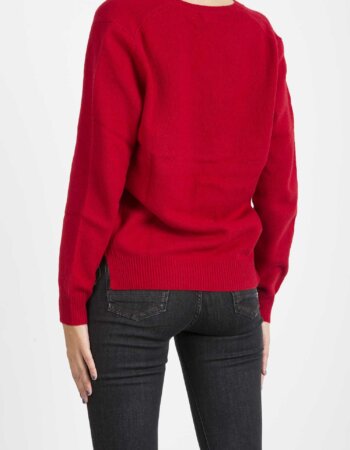 RALPH LAUREN-MAGLIONE SCOLLO V LANA CASHMERE NYLON-RL845937 ROSSO