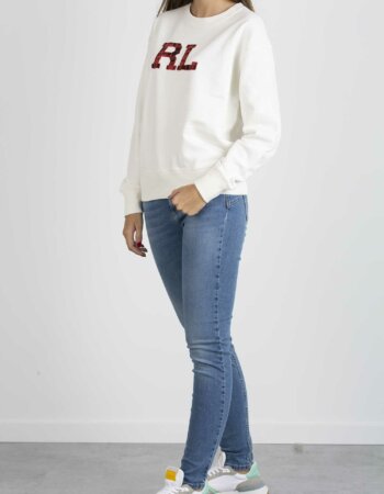 RALPH LAUREN-FELPA CHIUSA GIROCOLLO-RL847424 PANNA