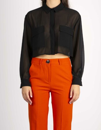 MARELLA-CAMICIA CROPPED-MAANITA NERO