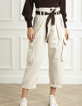 PINKO-PANTALONE GABARDINA-PKRONFAREA4 BIANCO