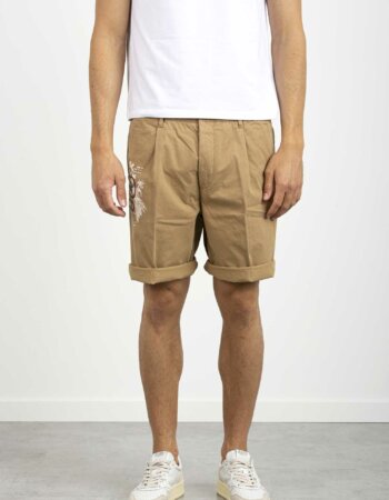 40WEFT-BERMUDA CHINO CON PINCE E STAMPA-40RONANBE7029 TABACCO