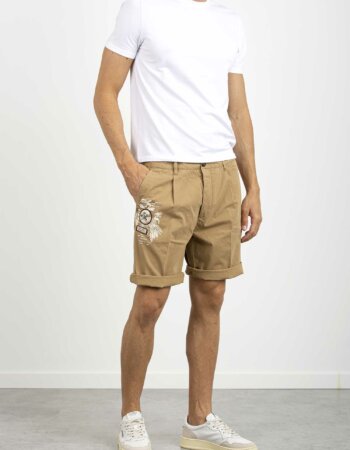 40WEFT-BERMUDA CHINO CON PINCE E STAMPA-40RONANBE7029 TABACCO